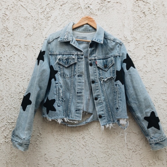 denim jacket stars black